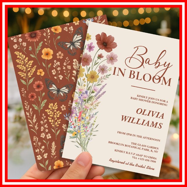 Baby i Bloom Wildblomme Burnt Orange Baby Shower Inbjudningar (Skapare uppladdad)