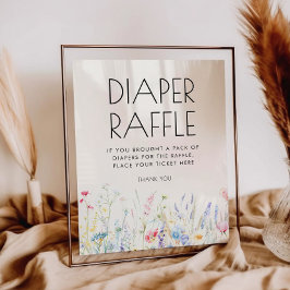 Baby i Bloom Wildblomme Diaper Raffle Sign Poster
