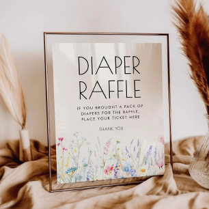 Baby i Bloom Wildblomme Diaper Raffle Sign Poster