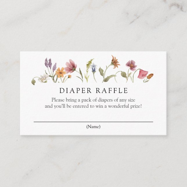 Baby i Bloom Wildblomme Diaper Raffle Tilläggskort (Framsida)