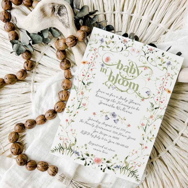 Baby i Bloom Wildblomme Modern Blommigt Baby Showe Inbjudningar (Skapare uppladdad)
