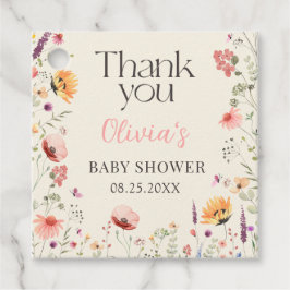 Baby i Bloom Wildblommes Blommigt Baby Shower Gåvor Etiketter