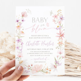 Baby i Bloom Wildblommes Blommigt Baby Shower Inbjudningar