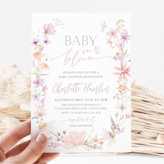 Baby i Bloom Wildblommes Blommigt Baby Shower Inbjudningar (Skapare uppladdad)