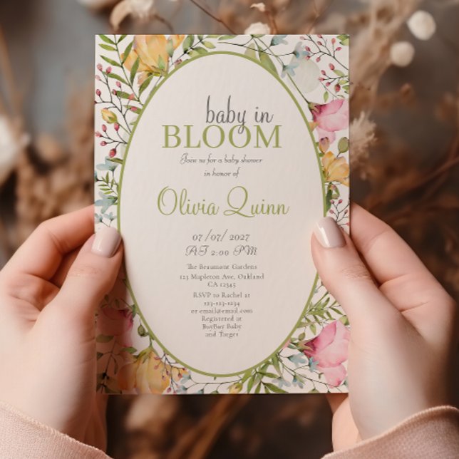 Baby i Bloom Wildblommes Blommigt Baby Shower Inbjudningar (Skapare uppladdad)