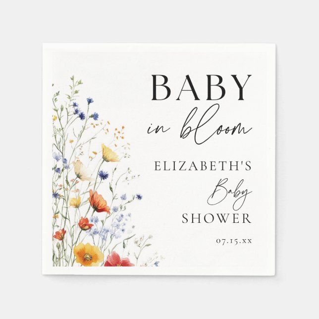 Baby i Bloom Wildblommes Blommigt Baby Shower Pappersservett (Framsidan)