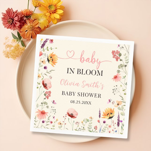Baby i Bloom Wildblommes Blommigt Baby Shower Pappersservett (Skapare uppladdad)