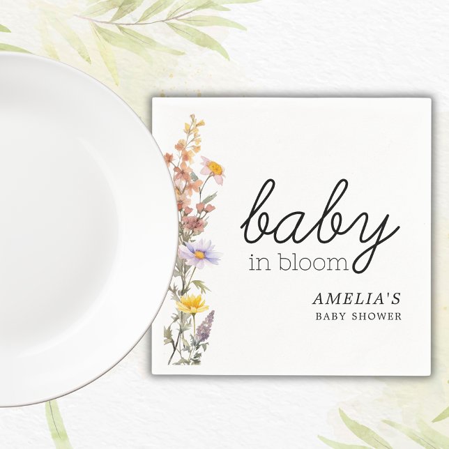 Baby i Bloom Wildblommes Elegant Baby Shower Pappersservett (Skapare uppladdad)