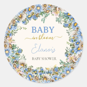 Baby i Bloom Wildblommes Elegant Boy Shower Runt Klistermärke