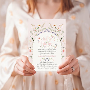 Baby i Bloom Wildblommes Rosa Baby Shower Inbjudningar