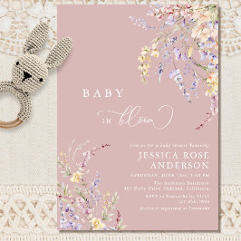 Baby i Bloom Wildblommes  Rosa Baby Shower Inbjudningar