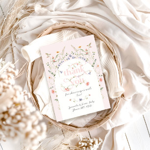 Baby i Bloom Wildblommes Rosa Baby Shower Tack Kort