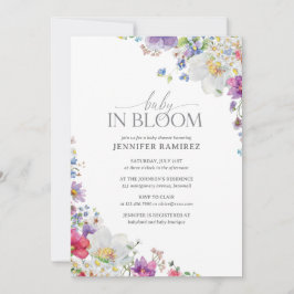 Baby i Bloom Wildblommes vattenfärgsbabyskor Inbjudningar