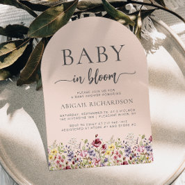 Baby i Bloom Wildblommor  Arch Baby Shower Inbjudningar
