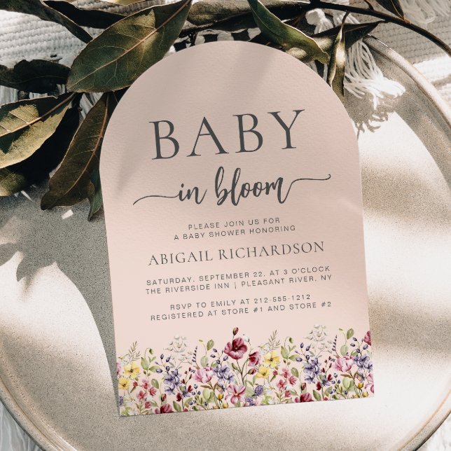 Baby i Bloom Wildblommor  Arch Baby Shower Inbjudningar (Skapare uppladdad)