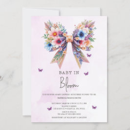 Baby i Bloom Wildblommor Bow Girl Shower Inbjudningar
