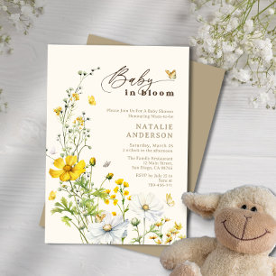 Baby i Bloom Wildblommor Butterflies Baby Shower Inbjudningar