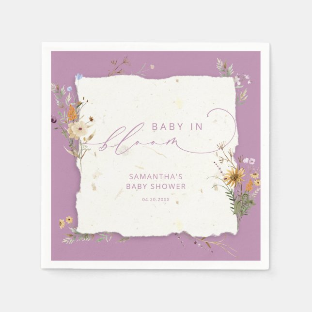 Baby i Bloom Wildblommor Modern Baby Shower Pappersservett (Framsidan)