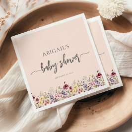 Baby i Bloom Wildblommor  Rosa Baby Shower Pappersservett