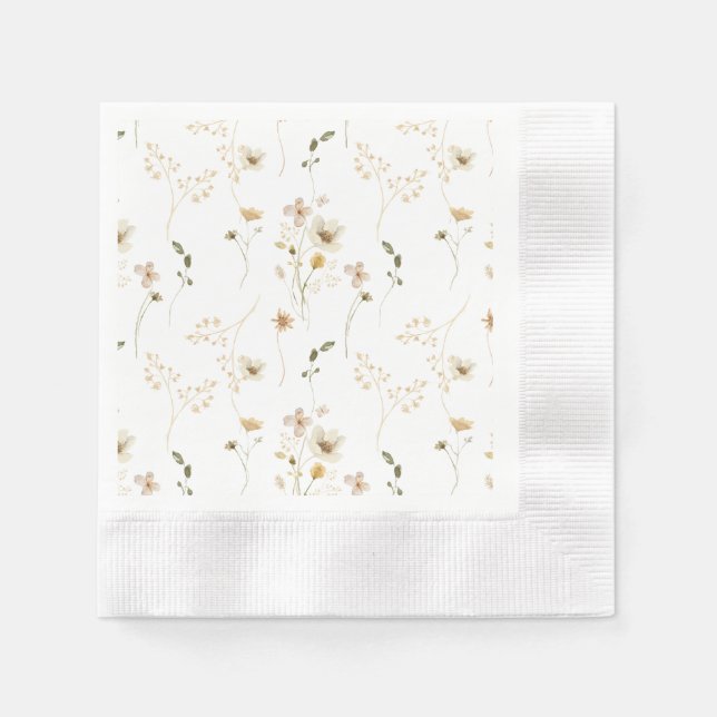 Baby i Bloom Wildbloms Elegant boho Baby Shower Pappersservett (Framsidan)