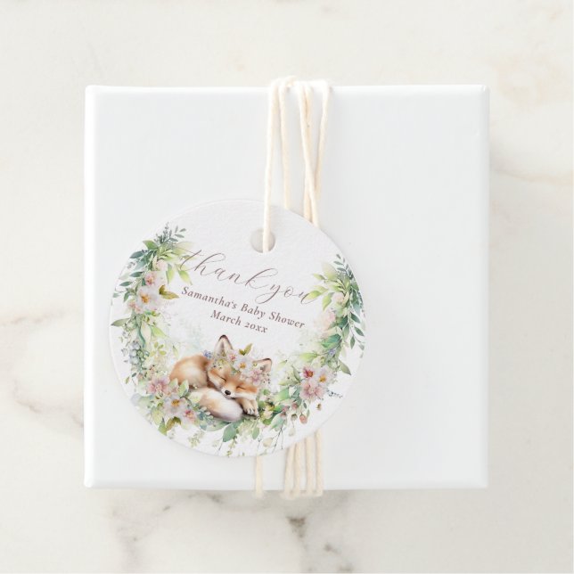 Baby i Bloom Woodland Blommigt Flicka Shower Gåvor Etiketter (På plats)