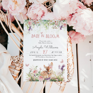 Baby i Bloom Woodland Blommigt Flicka Shower Inbjudningar
