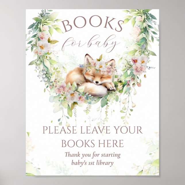 Baby i Bloom Woodland Blommigt Flicka Shower Poster (Framsidan)