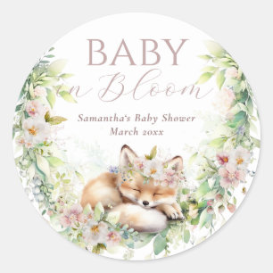 Baby i Bloom Woodland Blommigt Flicka Shower Runt Klistermärke