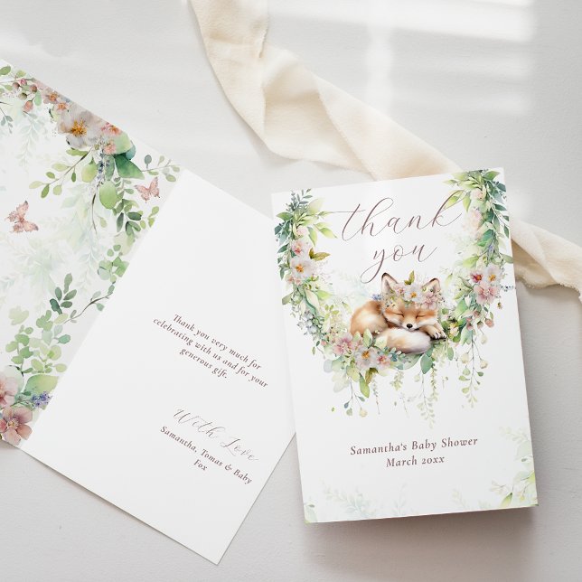 Baby i Bloom Woodland Blommigt Flicka Shower Tack Kort (Skapare uppladdad)