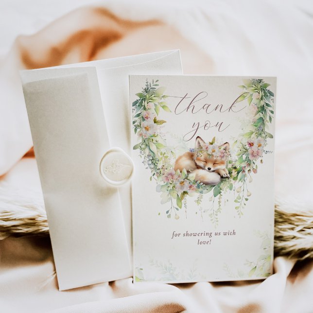 Baby i Bloom Woodland Blommigt Flicka Shower Tack Kort (Skapare uppladdad)