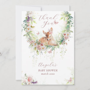 Baby i Bloom Woodland Blommigt Flicka Shower Tack Kort