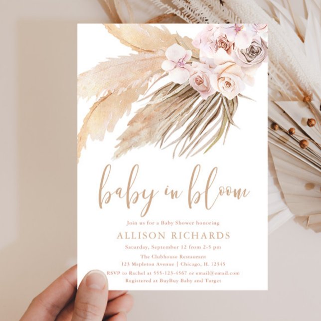 Baby i bloompampas, boho Girl Inbjudningar (Skapare uppladdad)