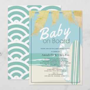 Baby i boeach Surfa Boy Shower by Mail Inbjudningar