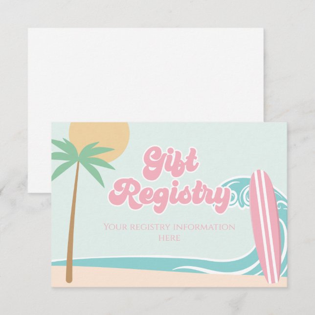 Baby i boenderegister för Surfing Baby Shower Tilläggskort (Fram/baksida)