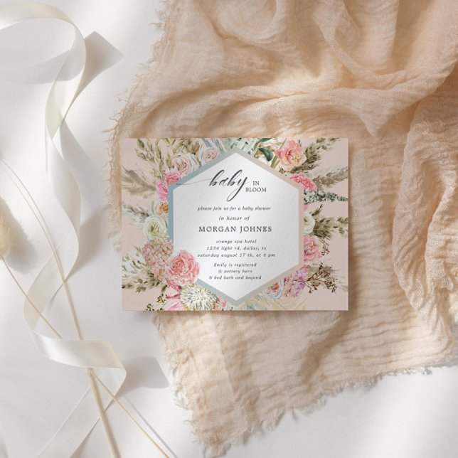 Baby i Bohemian Baby Shower-inbjudan i Bloom Bohem (Skapare uppladdad)