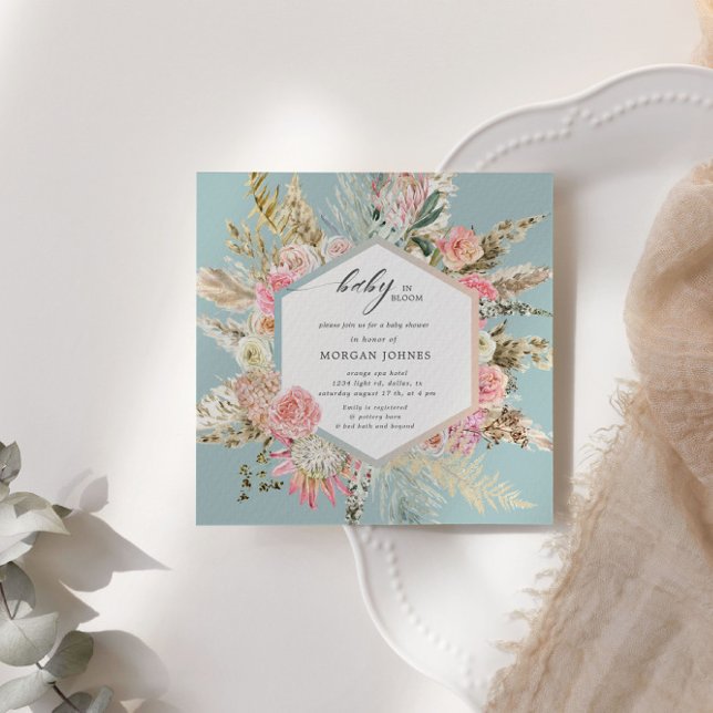 Baby i Bohemian Baby Shower-inbjudan i Bloom Bohem (Skapare uppladdad)