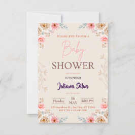 Baby i Boho Baby Shower-inbjudan för bloom Blommig Inbjudningar