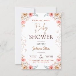 Baby i Boho Baby Shower-inbjudan för bloom Blommig Inbjudningar
