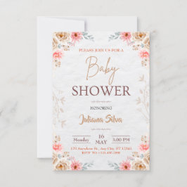 Baby i Boho Baby Shower-inbjudan för bloom Blommig Inbjudningar