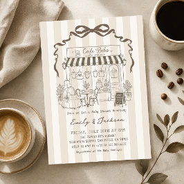 Baby i bryggan Bebe Café Kaffe Baby Shower Inbjudningar