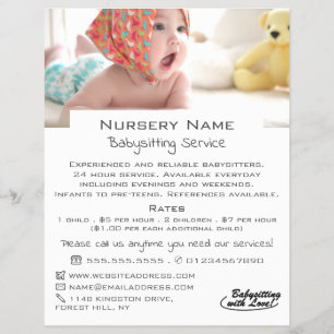 Baby i Cot, Babyvvakt, Daycare, Nursery Advert Reklamblad