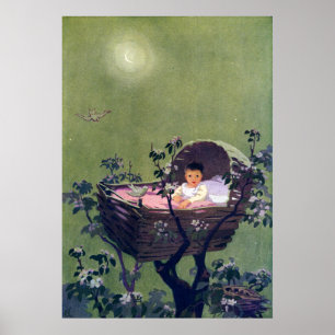 Baby i Cradle i Träd Lullaby Poster