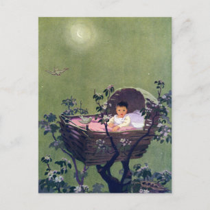 Baby i Cradle i Träd Lullaby Vykort