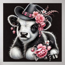 Baby i en Snyggt med Rosa blommor Poster