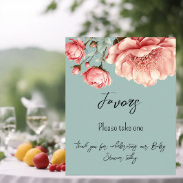 Baby i favoriter för babykläder för Rosa i blomman Poster