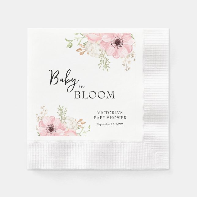 Baby i full blom Babyshower Pappersservett (Framsidan)