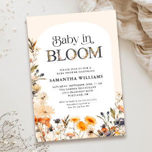 Baby i full blom Elegant akvarell höstens vilda bl Inbjudningar