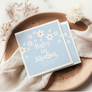 Baby i full blom! Retro Daisy blå boho Barnkalas Pappersservett