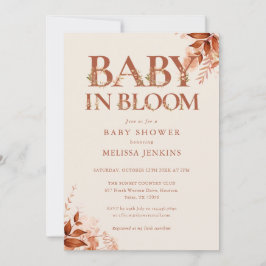 Baby i full blom Rustik blomster höst baby shower Inbjudningar