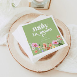 Baby i grönt för blomsterbabydusch pappersservett